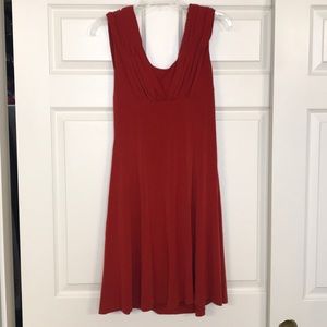 Calvin Klein red stretch dress flare a-line sleeveless size 4